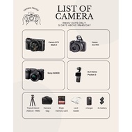 sewa camera canon eos r50 / canon g7x mark ii & canon eos r50