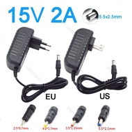 5.5*2.1mm 4.0*1.7mm 3.5*1.35mm 2.5*0.7mm DC Plug Converter DC 15V 2A Power Supply Charger AC 110-240