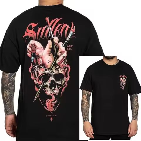 Men's Sullen Art Collective Premium Kokot Badge Tattoo Skull T-Shirt High-end Luxury Unisex Style Bo