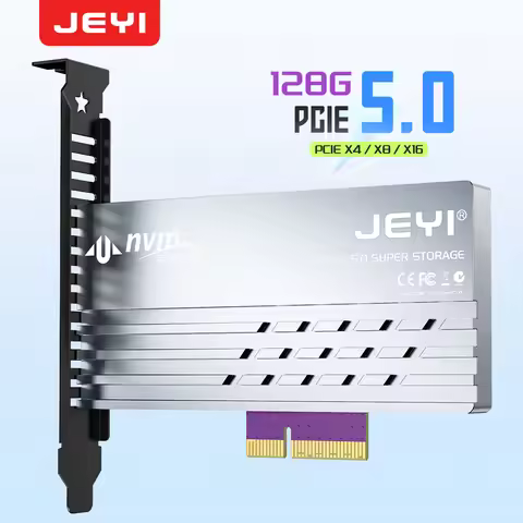 JEYI PCIe 5.0 to M.2 NVMe Adapter Card, PCIE X4/X8/X16 to M2 SSD Coverter with Aluminum Heatsink for