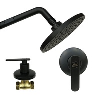 HITAM Black 6-inch Planting Wall Shower Package+Round GRV Faucet Stop