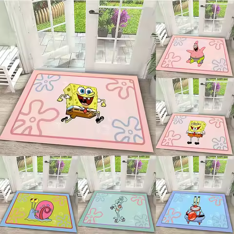MINISO Cute SpongeBob Doormat Polyester Mat for Entryway Bathroom Kitchen Holiday Decor Rug Indoor O