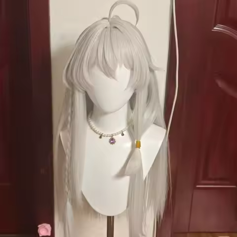 Anime Majo no Tabitabi Elaina Cosplay Wig Long Silver White Women Hair Heat Resistant Halloween Wigs