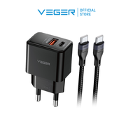 ชุดชาร์จเร็ว VEGER VC-20W01&V-04 หัวชาร์จ PD20W พร้อมกับสายชาร์จเร็ว 12/18/20/27/65W น้ำหนักเบาพกพาส