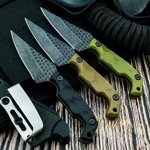 Tactical Straight Knife 8Cr13Mov Blade Nylon Fiber Handle High Hardness Portable Self-defense Knife 
