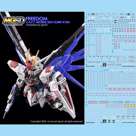 YAN Decal for MGSD ZGMF-X10A Freedom Mobile Suit Fluorescent Water Stickers Assembly Model Building 