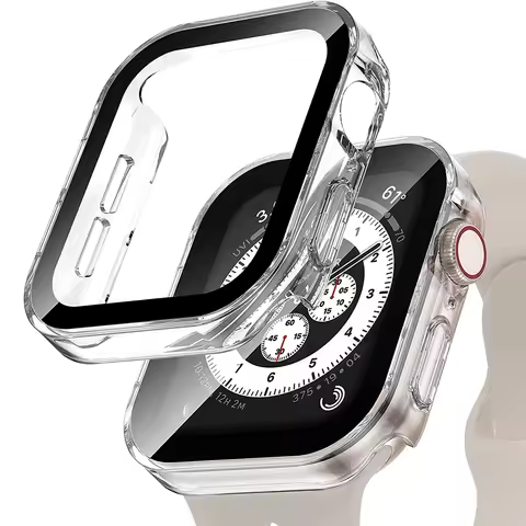 Case+Glass for Apple Watch 7 8 9 45mm 41mm 44mm 40mm Screen Protector Waterproof Cover Bumper Shell 