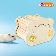 [Perfk1] Hamster Wood House Cage Accessories Wooden Toy Hamster Hideout for Dwarf Hamster