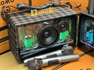 ลำโพงบลูทูธรุ่น SK-2066A แถมไมค์ลอย 2ตัว ตู้โปร่งใส เสียงเบสแนน รองรับ AUX TF USB มีสายสะพาย