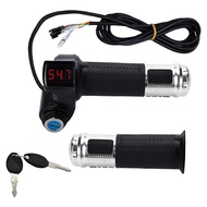 1Pair EBike Throttle Grip,Electric Bicycle Throttle Handlebar with LCD Battery Voltage Display Key K