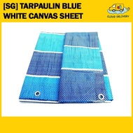 [SG] Tarpaulin Blue White Canvas Sheet (Floor Protection Cover Paint, Camping, Picnic, Construction)