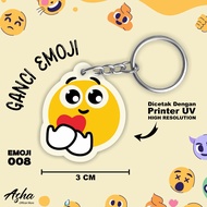 GANTUNGAN EMOJI THEME KEYCHAIN - CUTE ACRYLIC KEYCHAIN WITH DOUBLE-SIDED EMOJI PRINT 08