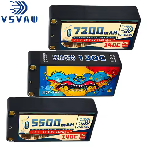 Upgraded VSVAW 2S 7.4V 5500/6200/7200mAh 130C/140C Lipo Battery For RC Cars Four Drive Off-Road Spar