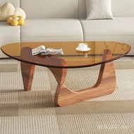 Tea Table Small Apartment Coffee Table Net Modern Tempered Glass Round Living Room Black Coffee Tabl
