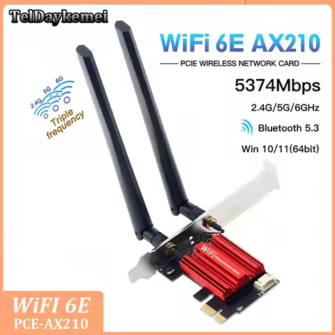 AX210 Wi-Fi 6E Bluetooth 5.3 Tir Band PCI-E WiFi Adapter 2.4G/5G/6GHZ 802.11AX Wireless Adapter For 