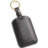 Premium Leather 4-Button Key Fob Cover Case for Genesis G70 G80 G90 2017 2018 2019 2020 2021 (Black)