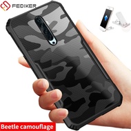 For OPPO Reno 2F/Reno 2【Beetle camouflage】Transparent Blade Back Shockproof Corners Slim Cover case