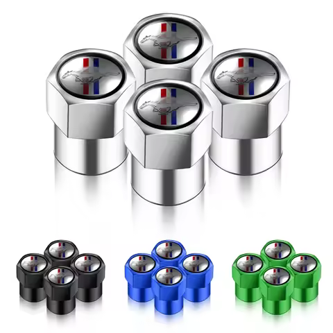 4Pcs Car Logo Metal Wheel Stem Covers Tire Valve Caps Decoration For Ford Mustang GT500 GT350 Cobra 