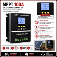 MPPT Solar Charger Controller 100A 12V 24V 48V Dual USB Display LED Pengontrol Charger Aki Solar Pan