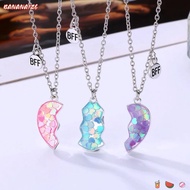 BANANA1Z6 3Pcs Matching Heart Pendant Necklace, Cute Friendship Jewelry BFF Necklaces, Alloy Friends