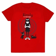 ** Emily The Strange Cat Red Swirl Official Licensed T-Shirt **
