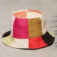 限量一件 自然森林風拼接手織棉麻帽 / 漁夫帽 / 遮陽帽 / 拼布帽 / 手工帽 /登山帽 - 春天的色彩漁夫帽
