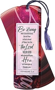 BKMTL-603 Be Strong and Courageous - Deuteronomy 31:8-6 x 2 Inch Purple and Pink Cardstock Tassel Bo