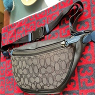 COACH C3795 帆布+真皮 CC紋 腰包 胸包 側背包