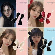 Jisoo Kim jisoo Same Style Black Bow Hair Clip Side Clip Girl Japanese Korean Satin Cloth Hairpin Po