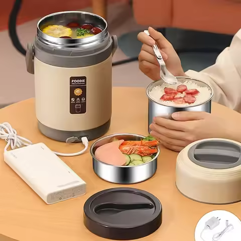 USB Electric Heated Lunch Box Stainless Steel Food Warmer Bento Lunch Box Container for Hot Food The