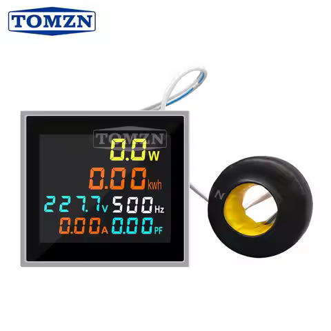 6IN1 50-300V 50/60Hz Square Voltmeter Ammeter Ampere Current Voltage Hertz Frequency Energy Meter Kw