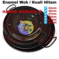 Double Handle Enamel Wok / Kuali Hitam / Kuali Besi (30cm - 45cm)