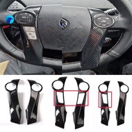 flightcar LHD RHD For Toyota Prius ZVW30 2009-2015 ABS Carbon Fiber Car Steering Wheel Button Cover Trim Decoration Interior Accessories