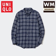 UNIQLO Men Shirt Kemeja Pria Flannel Kotak Lengan Panjang Navy