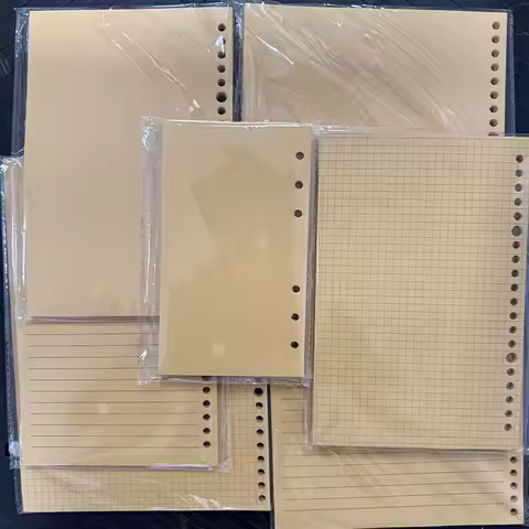 Kraft Paper Loose Leaf Refill Paper, 60 Sheets Thick Inner Pages, 6 Holes Replacement Paper for A6/