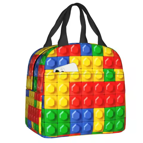 Custom Brick Builder Blocks Master Builder Insulated Lunch Tote Bag for Women Resuable Cooler Therma