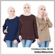 FC Mart - Basic Long Sleeve Blouse / Blouse Muslimah / Modern Casual Simple Top / Blause Wanita / Baju Perempuan Style