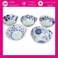 Set of 5 Western Japan Pottery tableware bowls, Arita ware easy-to-hold pattern-changing bowls, Whit