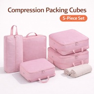 Set of 5/10 Compression Packing Cubes Expandable Travel Luggage Organizer Suitcase Storage Bags Pack