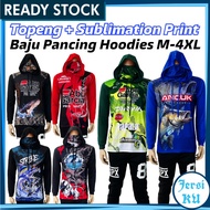 JERSIKU Men Fishing Hoodies Shirt with Face Cover Baju Pancing Lengan Panjang Topi Baju Casting
