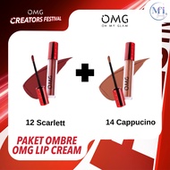 MFI - BEST OMBRE  OMG LIP CREAM NO 14 CAPPUCINO + 12 SCARLETT