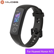 MIJOBS สำหรับ Honor Band 5สายซิลิโคนสายรัดข้อมือสำหรับ Huawei Honor 4สาย Milianese สายรัดข้อมือสำรองสายนาฬิกาข้อมือ