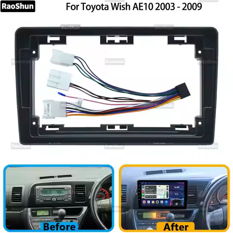 Car Android Radio Stereo Audio Screen 9 Inch Frame For Toyota Wish AE10 2003-2009 Panel Power Cord W