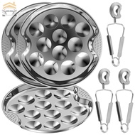 Stainless Steel Escargot Plates 12 Compartments Snail Dish Set with Escargot Tong 7.5 Inch Escargot 