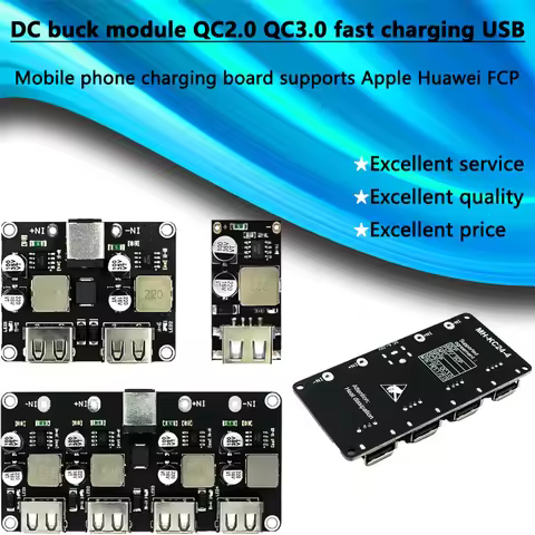USB QC3.0 QC2.0 convertidor de DC-DC de carga reductor Módulo 6-32V 9V 12V 24V a placa de circuito d