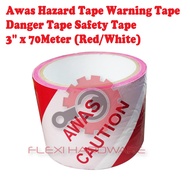Awas Hazard Tape Warning Tape Danger Tape Safety Tape 3'' x 70Meter (Red/White)