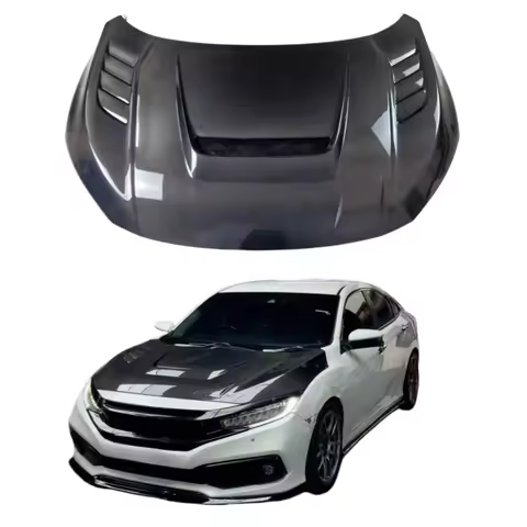 High Quality New VR Style Carbon Fiber Engine Hood Bonnet Replacement Parts for 10th Gen Honda Civic