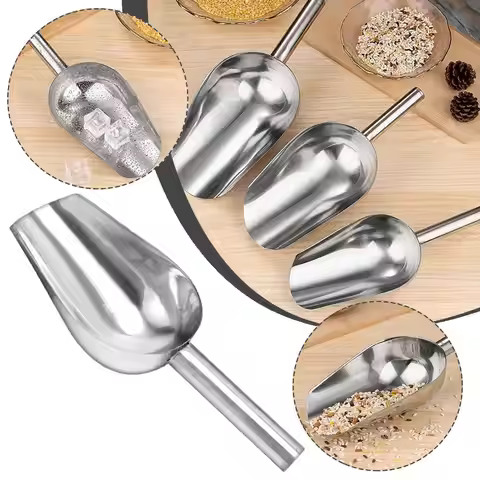 Steel Ice Scoop Party Bar Buffet Kitchen Shovel Sugar Candy Dry Bin Flour Scoop Gadget Flour Dry Kit