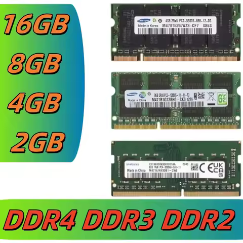 DDR4 DDR3 DDR2 Laptop Memoria 16GB 8GB 4GB 2GB 2400 1600 1333 800 667MHz High Performance Notebook S