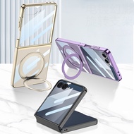 Galaxy Z Flip 7 Casing Case for Samsung Galaxy Z Flip 7 Z Flip7 Magnetic Rotating Ring Holder Transp